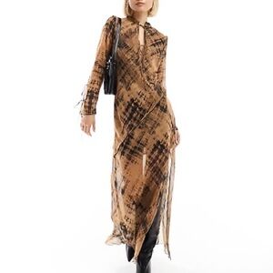 NWT Mango Black and Brown Patterned Dress